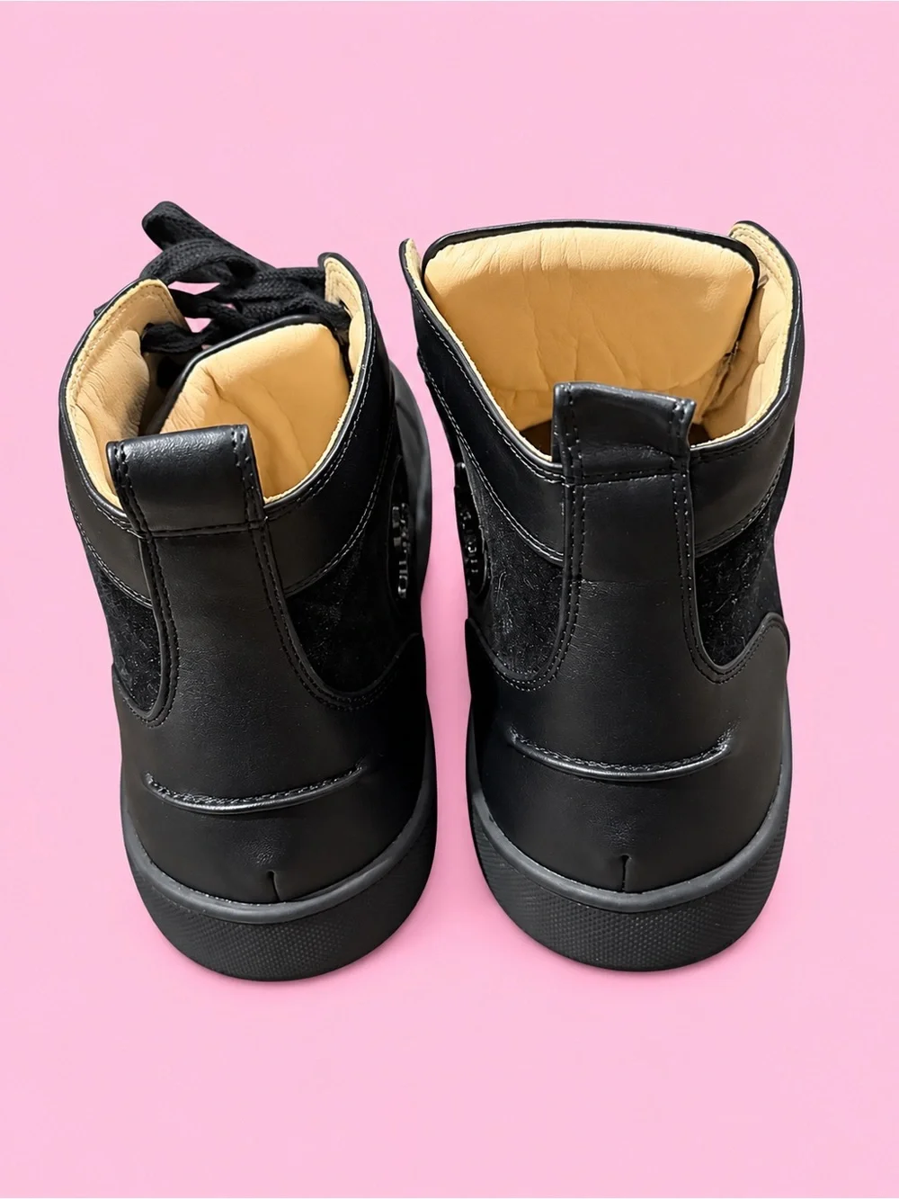 New Christian Louboutin Lou Spikes Suede Leather High Top Black Size 47 / US 14